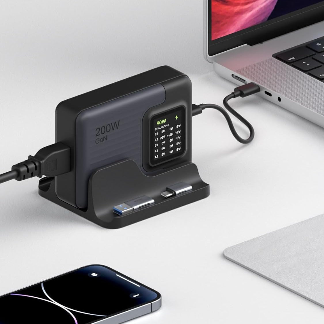 HAGiBiS : Powerful & Wattage Display 5-in-1 GaN 200W Charging Station