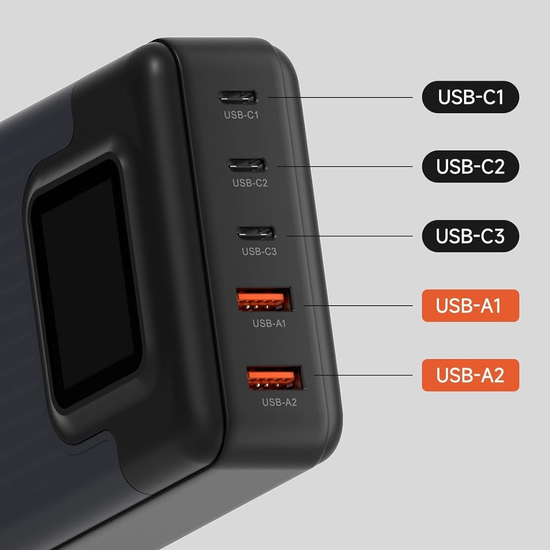 HAGiBiS : Powerful & Wattage Display 5-in-1 GaN 200W Charging Station