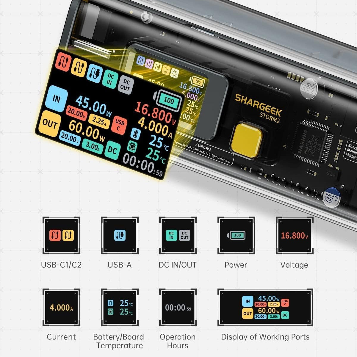 Shargeek : Storm2 Transparent 100W 25600mAh Laptop Power Bank